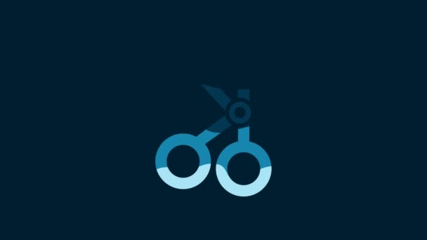 White Medical Scissors Icon Isolated Blue Background Video Motion Graphic — Stok video