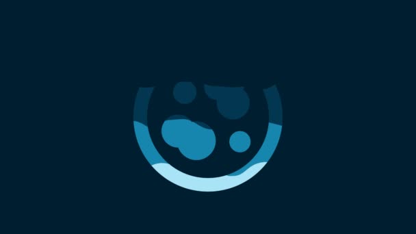 White Petri Dish Bacteria Icon Isolated Blue Background Video Motion — Vídeos de Stock