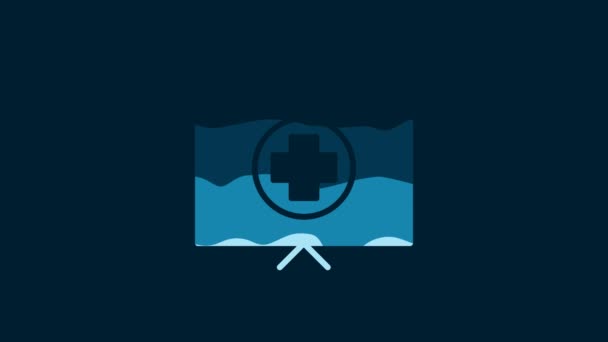 White Nurse Hat Cross Icon Isolated Blue Background Medical Nurse — Stockvideo