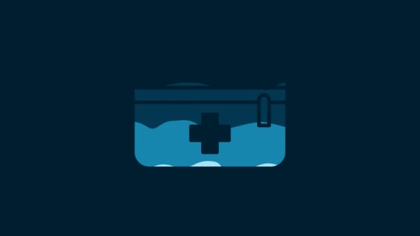 White First Aid Kit Icon Isolated Blue Background Medical Box — 비디오