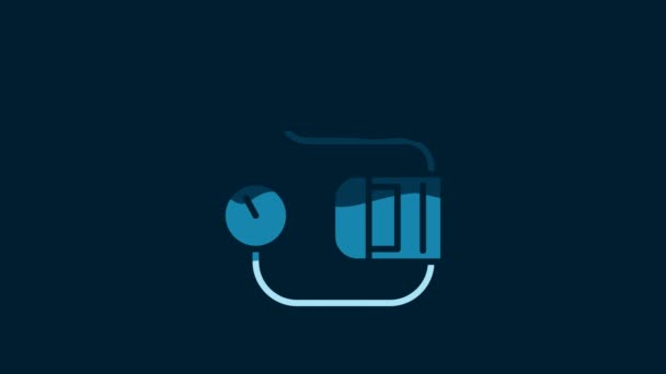 White Blood Pressure Icon Isolated Blue Background Video Motion Graphic — Vídeo de Stock