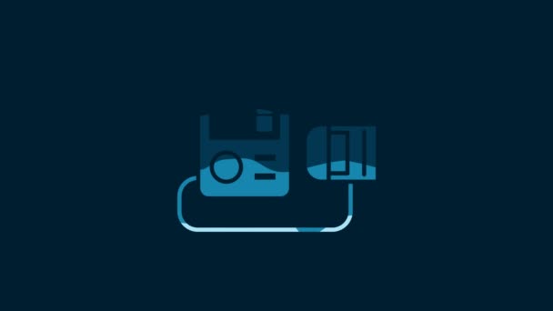 White Blood Pressure Icon Isolated Blue Background Video Motion Graphic — Stock Video