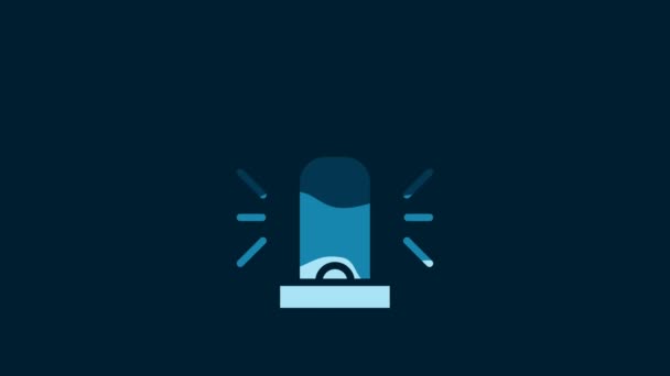 White Smart Flasher Siren System Icon Isolated Blue Background Emergency — Vídeo de stock