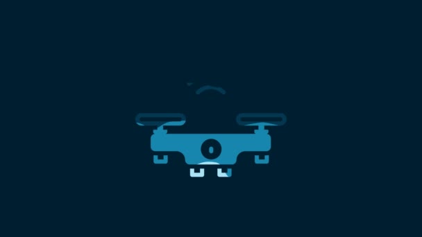White Smart Drone System Icon Isolated Blue Background Quadrocopter Video — Vídeo de stock