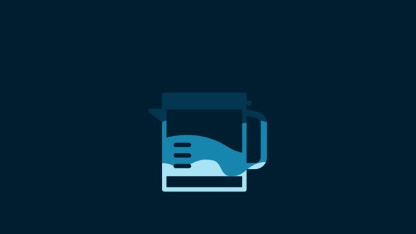 White Smart Electric Kettle System Icon Isolated Blue Background Teapot — Stock Video