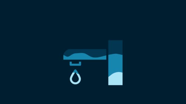 White Smart Water Tap System Icon Isolated Blue Background Internet — Vídeo de Stock