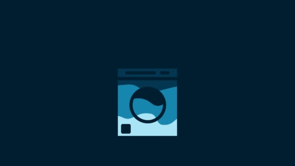 White Smart Washer System Icon Isolated Blue Background Washing Machine — Stockvideo