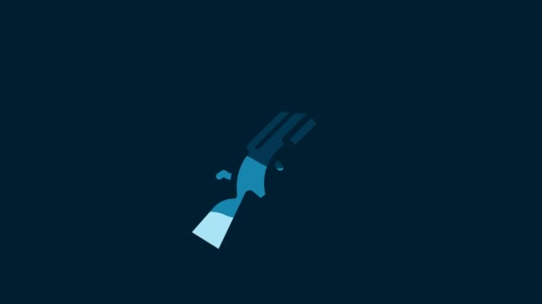 白色霰弹枪图标隔离在蓝色背景 4K视频运动图形动画 — 图库视频影像