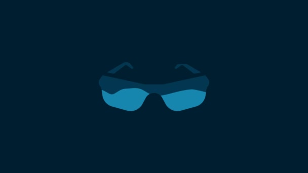 White Glasses Icon Isolated Blue Background Eyeglass Frame Symbol Video — Wideo stockowe