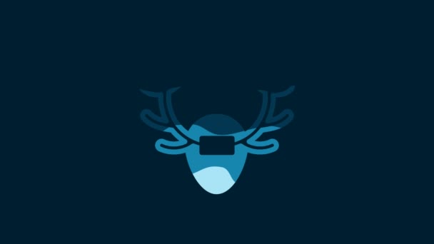 White Deer Antlers Shield Icon Isolated Blue Background Hunting Trophy — Vídeo de stock