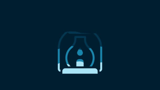 White Camping Lantern Icon Isolated Blue Background Video Motion Graphic — Vídeo de Stock