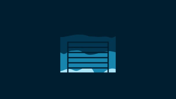 White Garage Icon Isolated Blue Background Video Motion Graphic Animation — Stockvideo