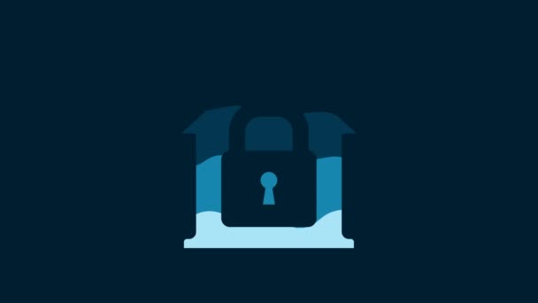 White House Protection Icon Isolated Blue Background Home Lock Protection — Stock videók