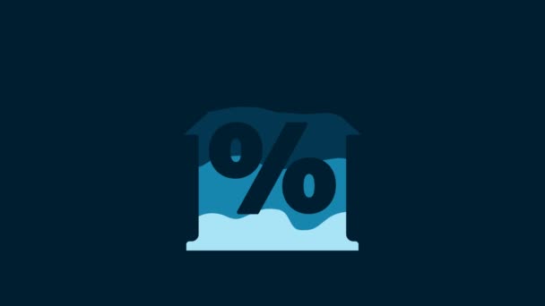 Білий Дім Виразною Іконою Знижки Ізольованою Синьому Фоні Будинок Нерухомості — стокове відео