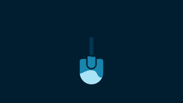 White Shovel Icon Isolated Blue Background Gardening Tool Tool Horticulture — Stock video