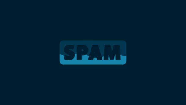 White Spam Icon Isolated Blue Background Video Motion Graphic Animation — Video Stock