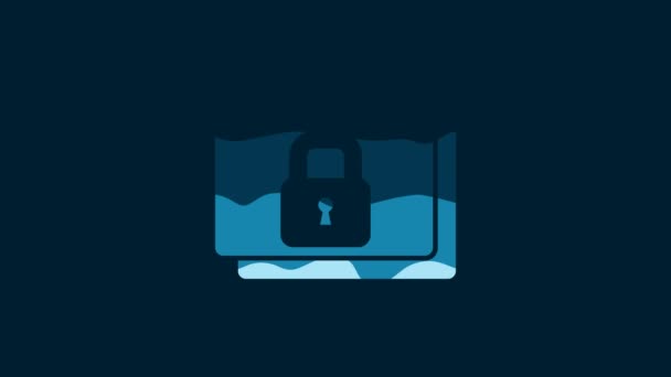 White Secure Your Site Https Ssl Icon Isolated Blue Background — Video