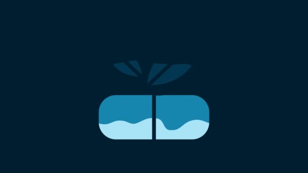 Белая Медицинская Таблетка Иконкой Растения Изолированы Синем Фоне Травяные Таблетки — стоковое видео