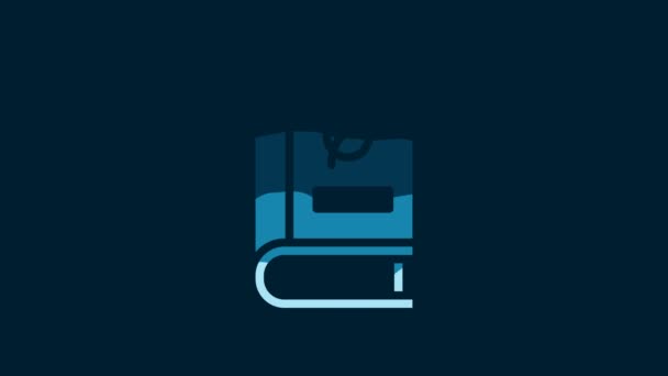 Біла Медична Книга Іконою Листя Ізольована Синьому Тлі Відеографічна Анімація — стокове відео