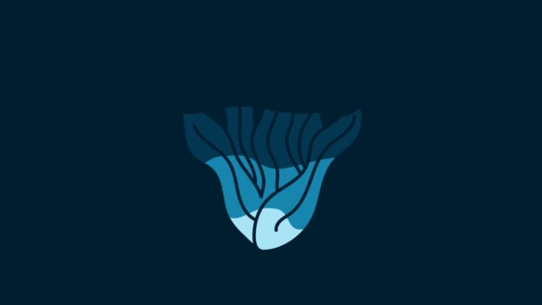 White Seaweed Icon Isolated Blue Background Underwater Seaweed Spirulina Aquatic — Stok video