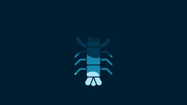 白色龙虾图标被蓝色背景隔离 4K视频运动图形动画 — 图库视频影像