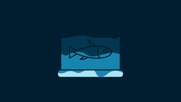 White Canned Fish Icon Isolated Blue Background Video Motion Graphic — Vídeo de Stock