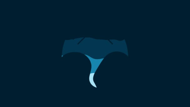 White Stingray Icon Isolated Blue Background Video Motion Graphic Animation — Vídeos de Stock