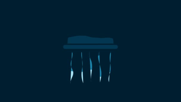 White Jellyfish Icon Isolated Blue Background Video Motion Graphic Animation — Vídeo de Stock