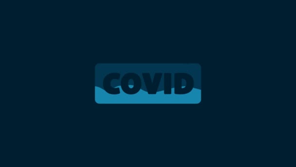 White Corona Virus Covid Icon Isolated Blue Background Bacteria Germs — 비디오