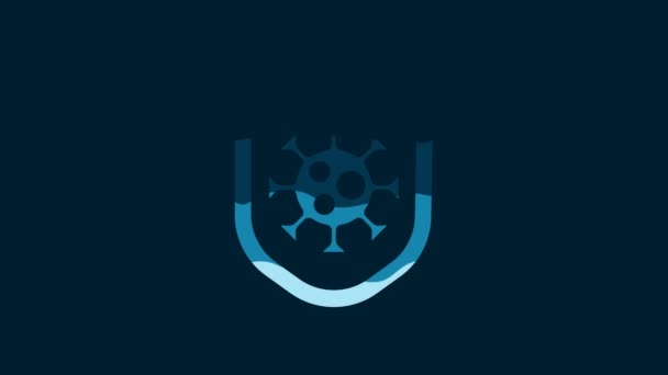 White Shield Protecting Virus Germs Bacteria Icon Isolated Blue Background — Wideo stockowe