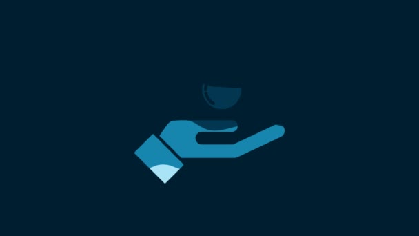 Білі Пральні Руки Мильною Іконою Ізольовані Синьому Фоні Миття Рук — стокове відео