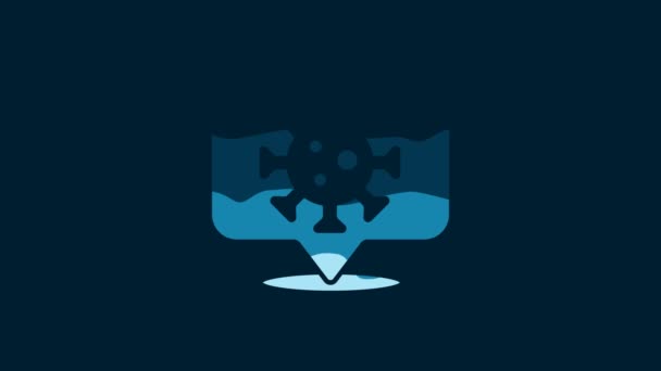 White Corona Virus 2019 Ncov Location Icon Isolated Blue Background — Stockvideo