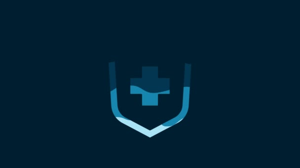 White Health Insurance Icon Isolated Blue Background Patient Protection Security — Wideo stockowe