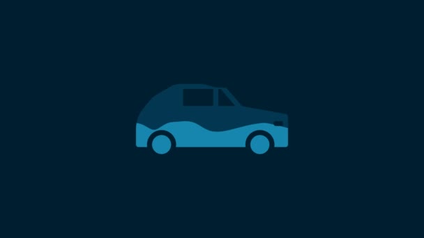 White Car Icon Isolated Blue Background Video Motion Graphic Animation — Vídeo de Stock