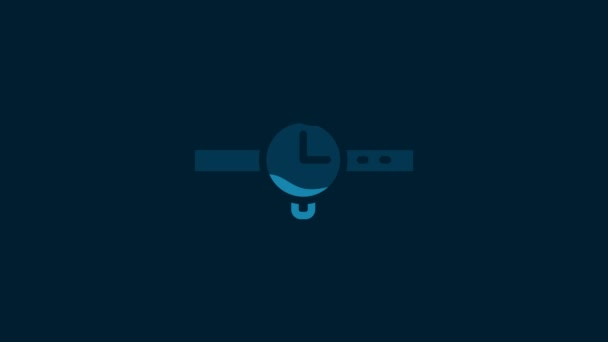 ホワイトリストの時計アイコンは青の背景に隔離された 腕時計のアイコン 4Kビデオモーショングラフィックアニメーション — ストック動画
