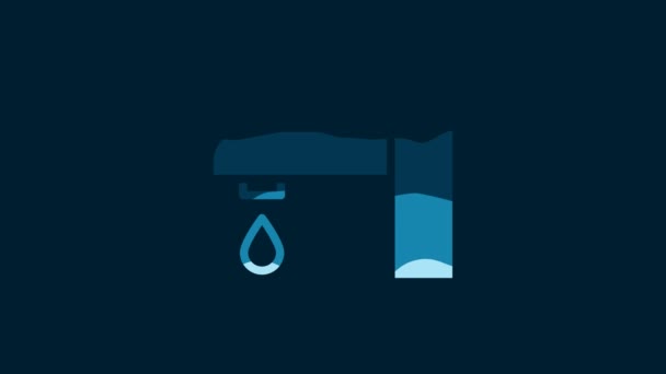 White Water Tap Icon Isolated Blue Background Video Motion Graphic — Stock videók