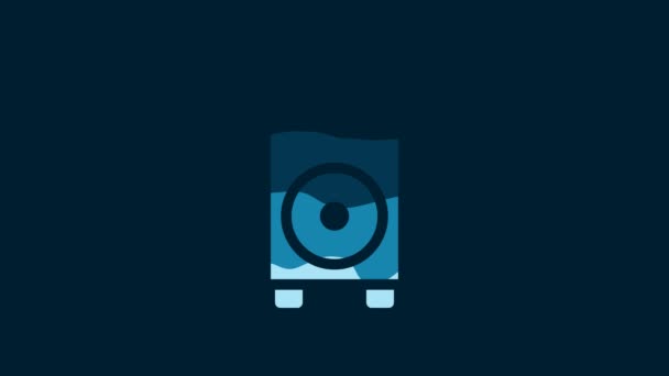 White Stereo Speaker Icon Isolated Blue Background Sound System Speakers — Vídeos de Stock