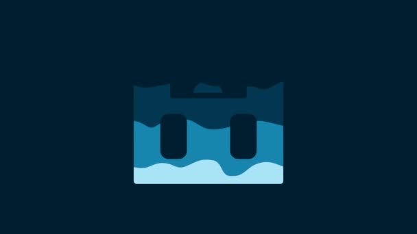 Шкала Білої Ванної Кімнати Ізольовані Синьому Фоні Обладнання Вимірювання Ваги — стокове відео