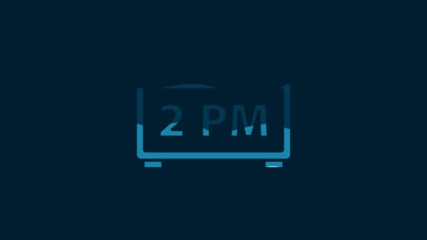 White Digital Alarm Clock Icon Isolated Blue Background Electronic Watch — Stockvideo