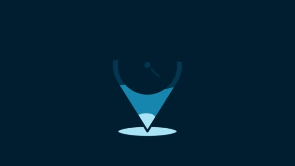 Біле Розташування Годинниковим Іконом Ізольованим Синьому Фоні Відеографічна Анімація — стокове відео