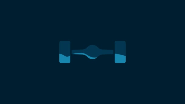 White Chassis Car Icon Isolated Blue Background Video Motion Graphic — Stok video