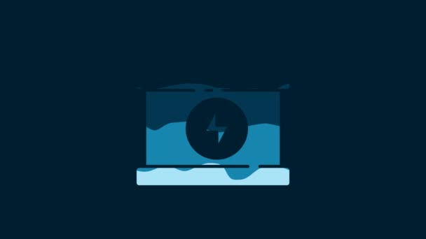 White Car Battery Icon Isolated Blue Background Accumulator Battery Energy — Vídeo de stock