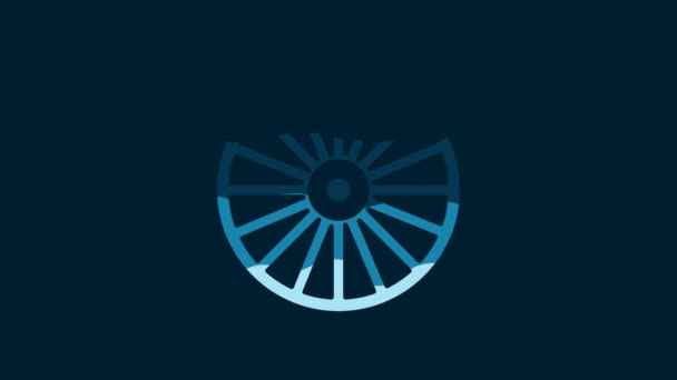 White Alloy Wheel Car Icon Isolated Blue Background Video Motion — Vídeo de stock