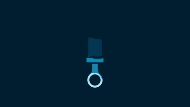 White Shock Absorber Icon Isolated Blue Background Video Motion Graphic — Vídeos de Stock