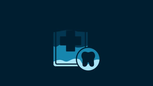 White Clipboard Dental Card Patient Medical Records Icon Isolated Blue — Vídeo de stock