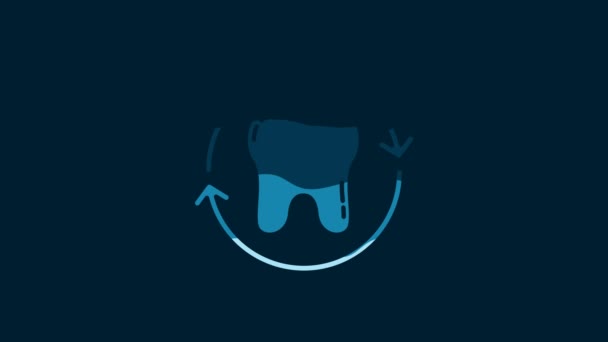 White Tooth Whitening Concept Icon Isolated Blue Background Tooth Symbol — Stockvideo