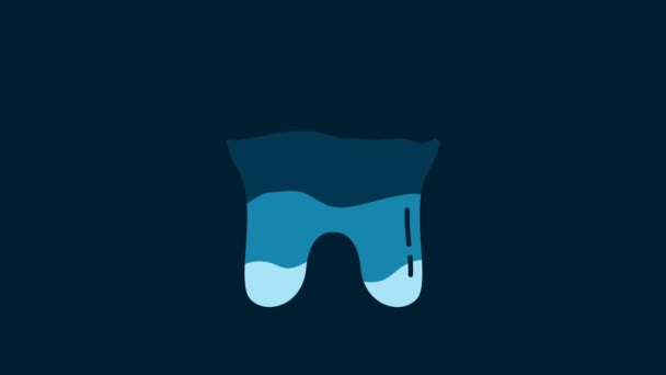 White Broken Tooth Icon Isolated Blue Background Dental Problem Icon — Stockvideo