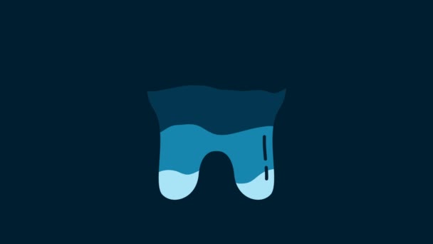 Біла Ікона Тулуба Ізольована Синьому Тлі Символ Зуба Стоматологічної Клініки — стокове відео