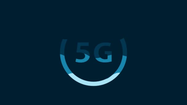 白色5G新无线无线无线网络连接图标隔离在蓝色背景 全球网络高速连接数据速率技术 4K视频运动图形动画 — 图库视频影像