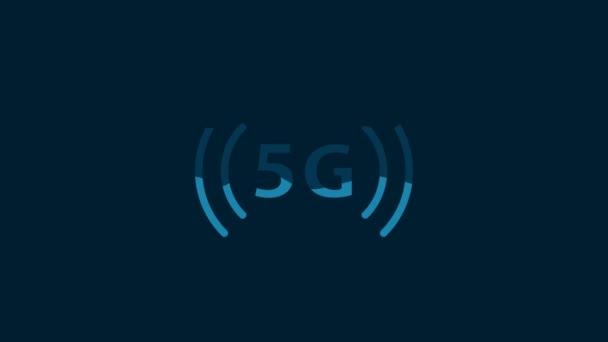 White New Wireless Internet Wifi Connection Icon Isolated Blue Background — Vídeo de Stock